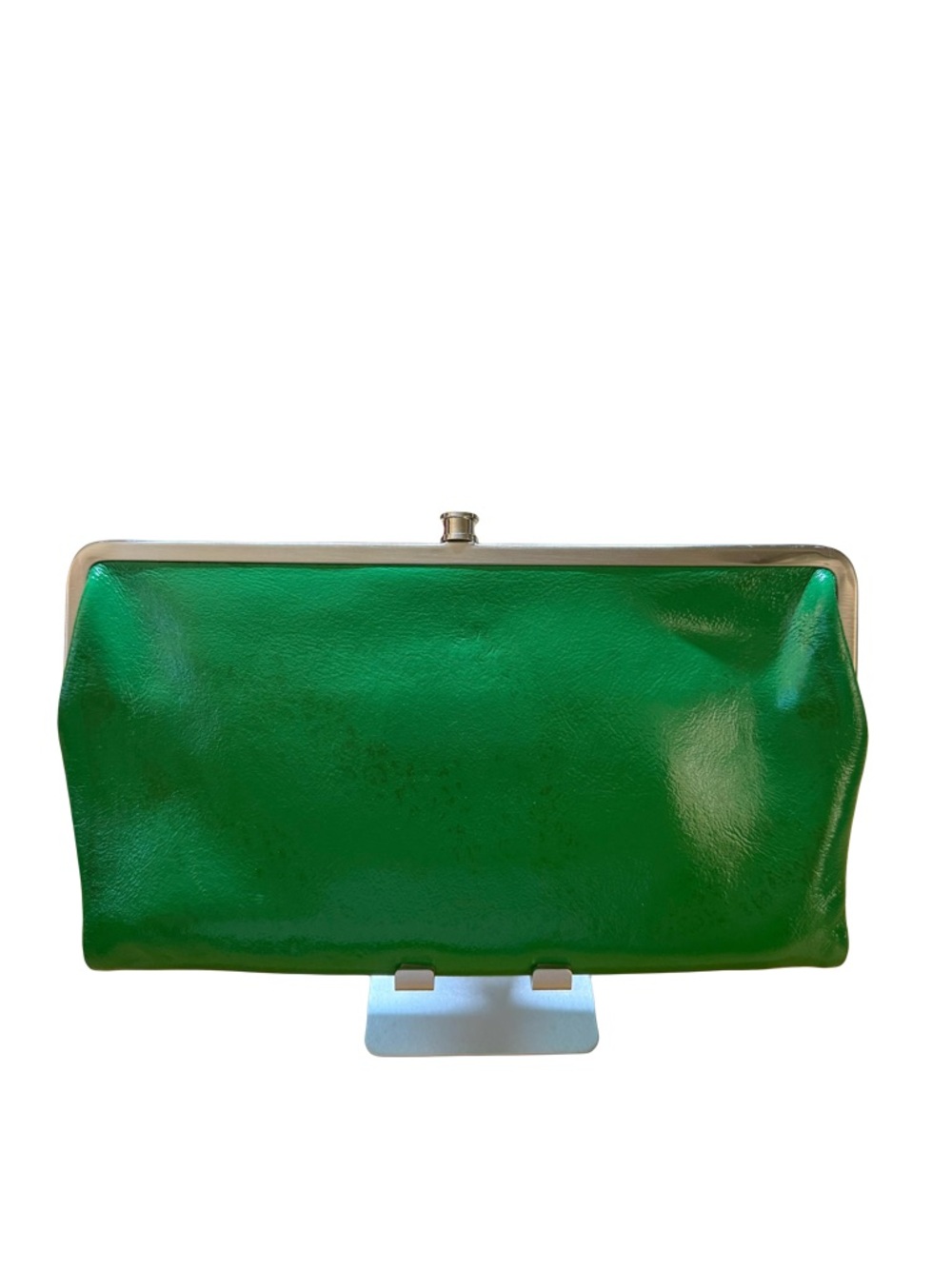 HOBO Green Leather Frame Clutch with Silver Tone Hardware - Picture 2 of 8